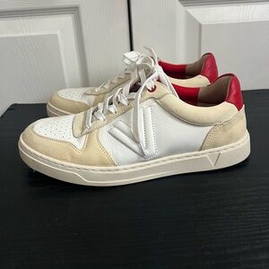 Vionic Shoes Mens 7 Lucas Court Lace Up Sneakers White Red Leather Casual